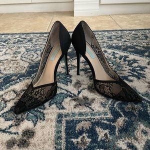 Black lace and satin Betsey Johnson heels in size 8.5.